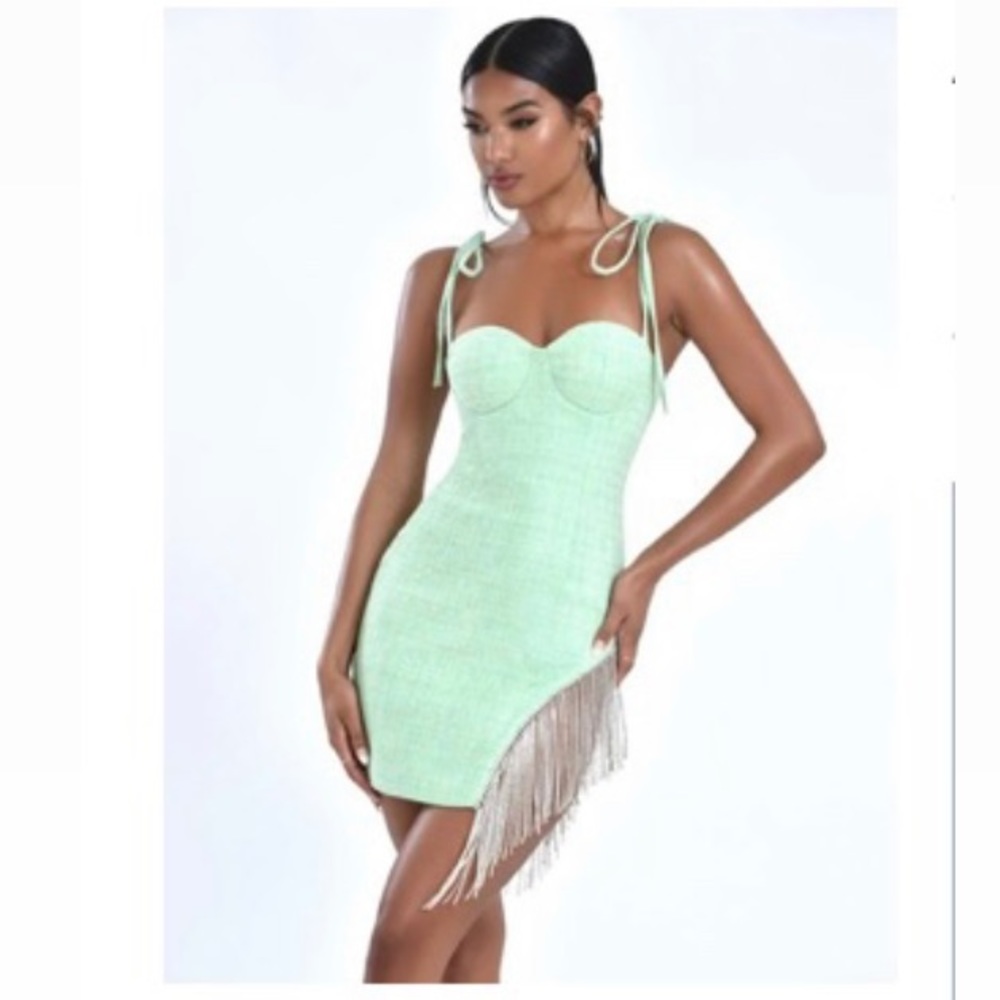 Brand New - Rosie Green Tweed Crystal Fringe Dress
